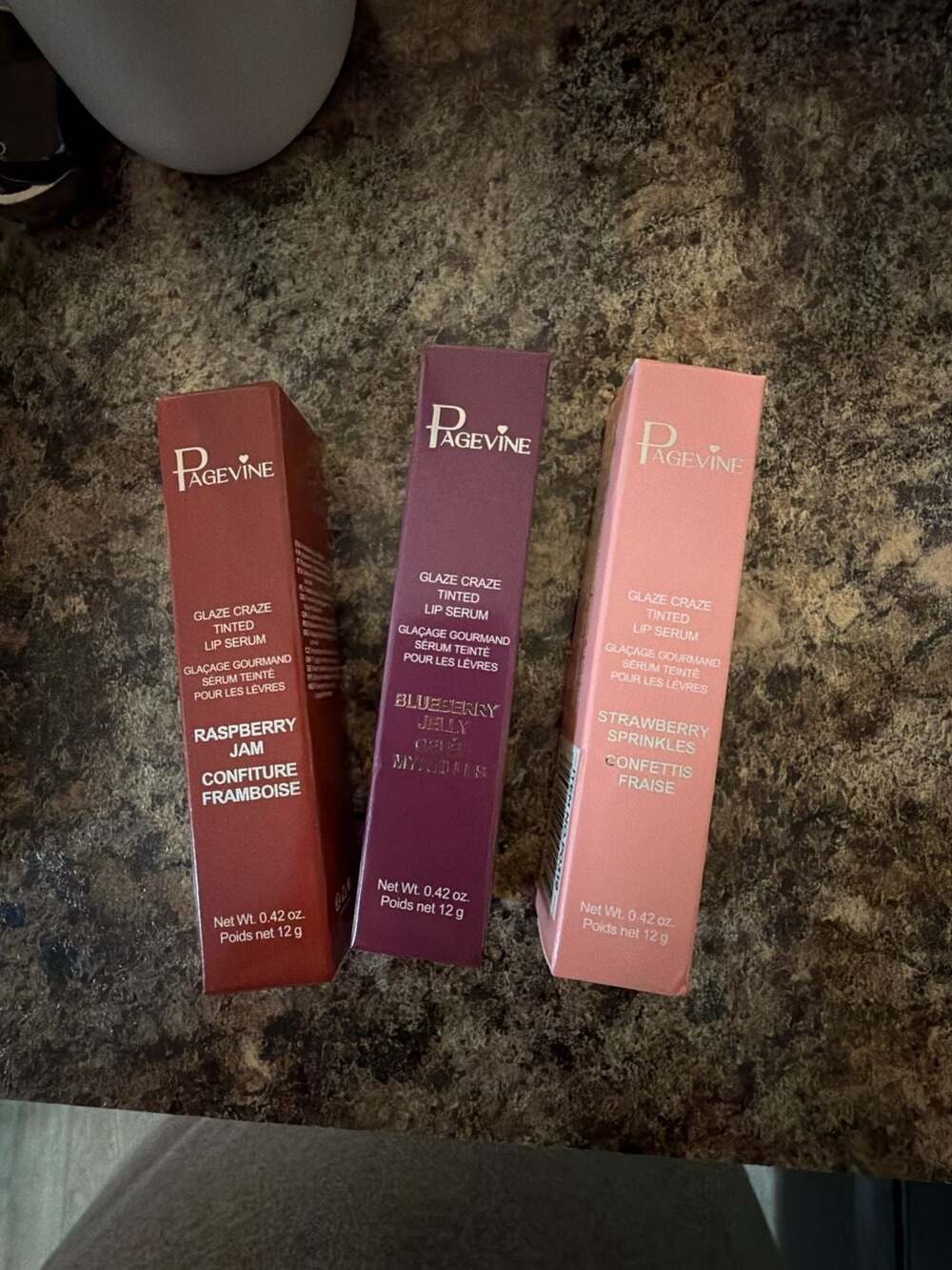 Pagevine Glaze Craze Tinted Lip Serum Set of 3 (Raspberry Jam, Blueberry Jelly,